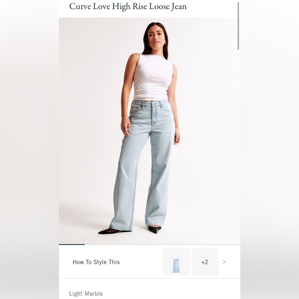 ABERCROMBIE CURVE LOVE HIGH RISE LOOSE JEAN IN LIGHT
